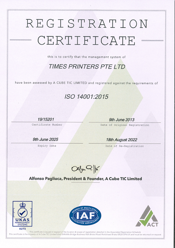 TIMES PRINTERS PTE LTD - ISO 14001 Certificate-1